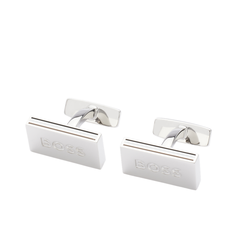 Main Image 1 of BOSS B-Iconic Men's Rectangular Logo Engraved Cufflinks