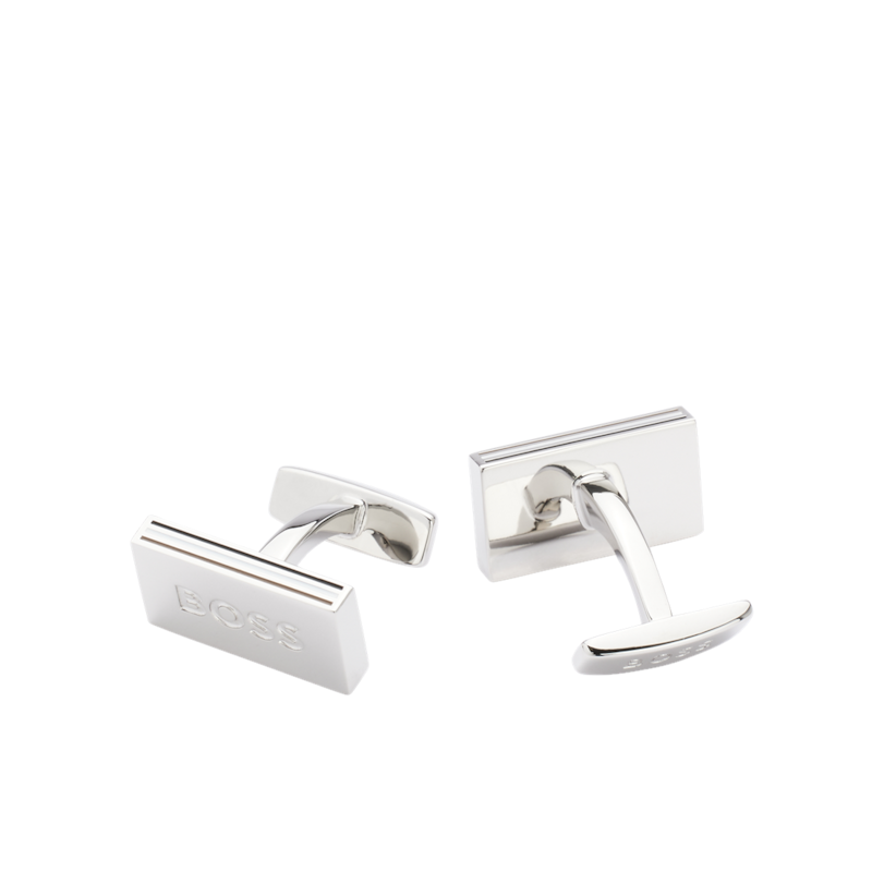 BOSS B-Iconic Men's Rectangular Logo Engraved Cufflinks