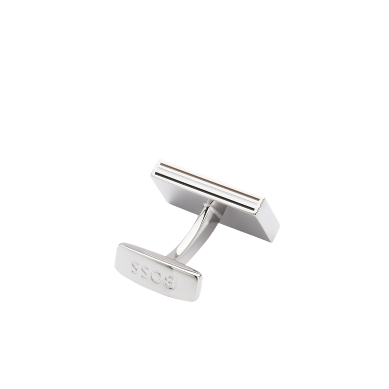 BOSS B-Iconic Men's Rectangular Logo Engraved Cufflinks