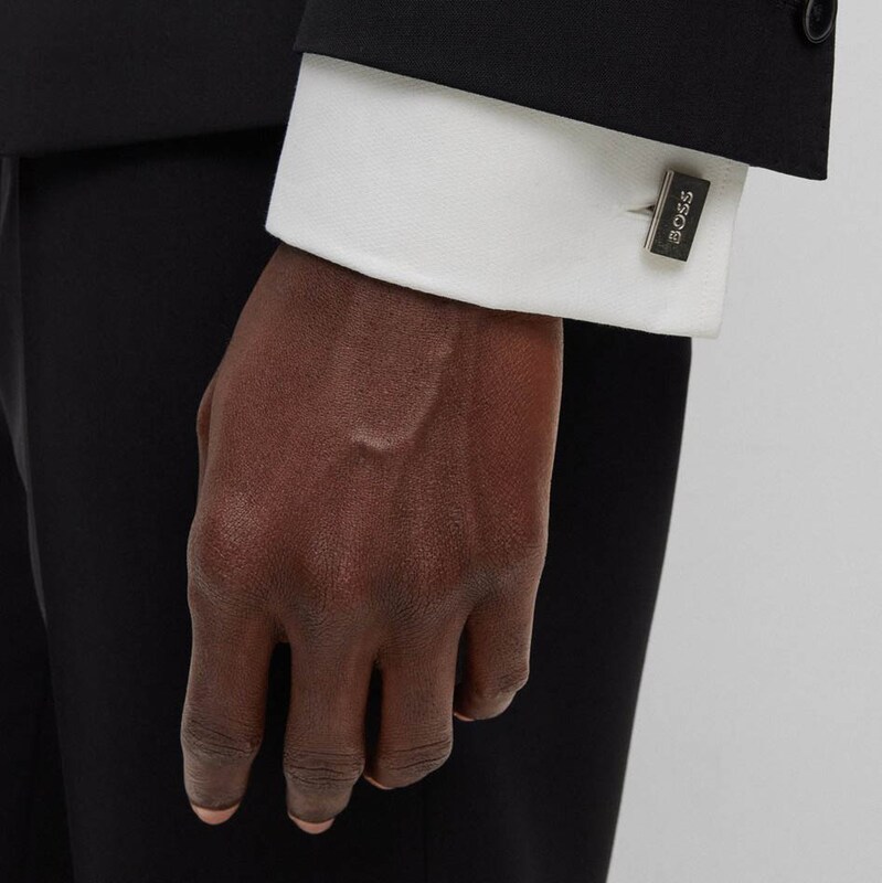 Main Image 6 of BOSS B-Iconic Men's Rectangular Logo Engraved Cufflinks