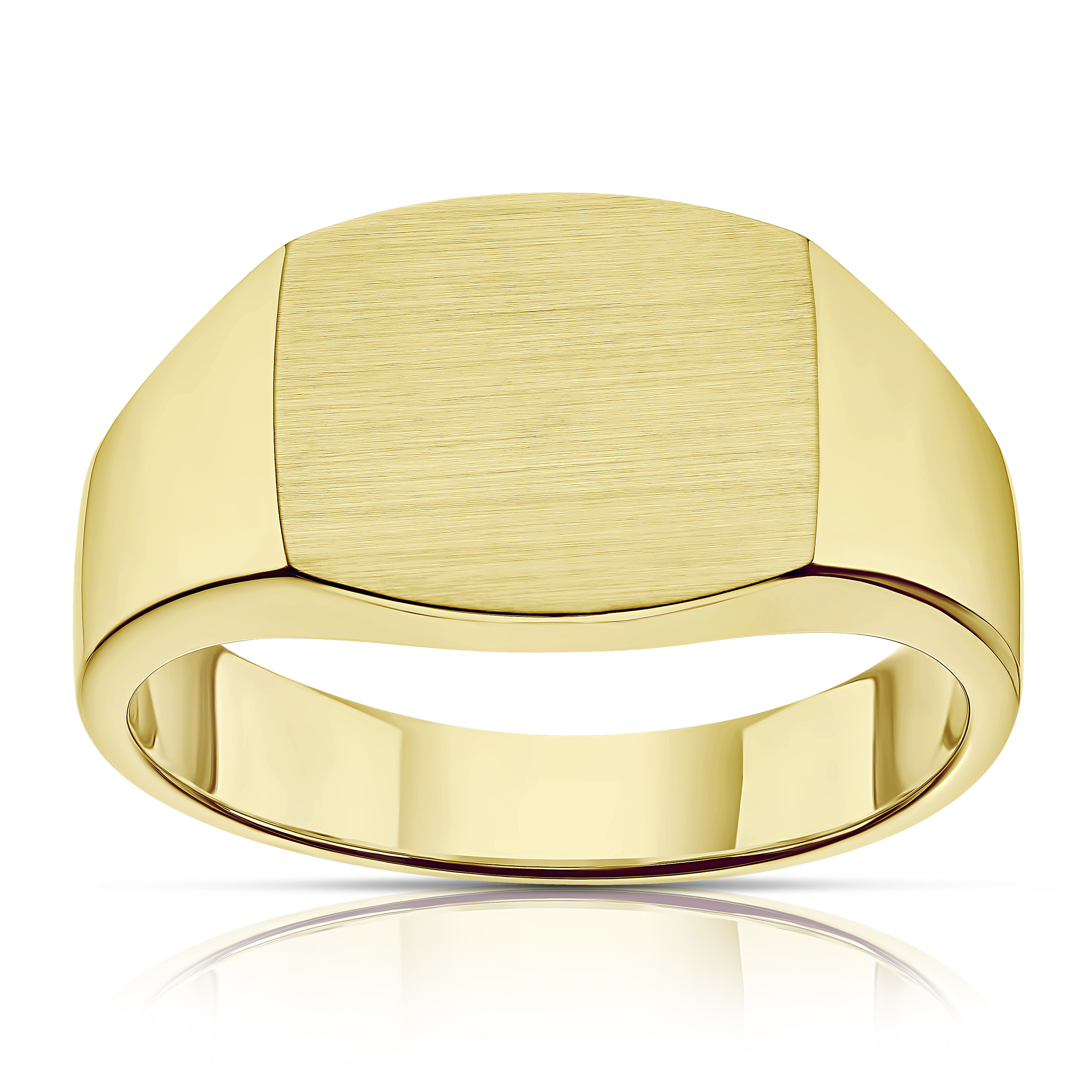 Men's 9ct Yellow Gold Matte Cushion Signet Ring