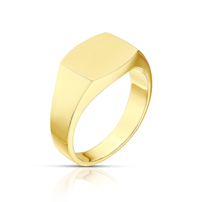Men's 9ct Yellow Gold Matte Cushion Signet Ring