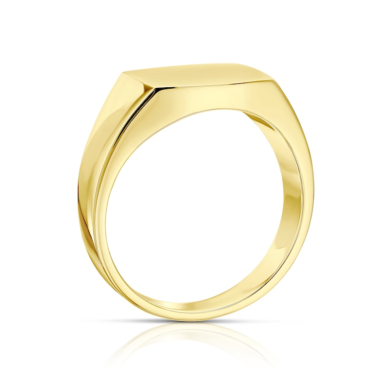 Men's 9ct Yellow Gold Matte Cushion Signet Ring