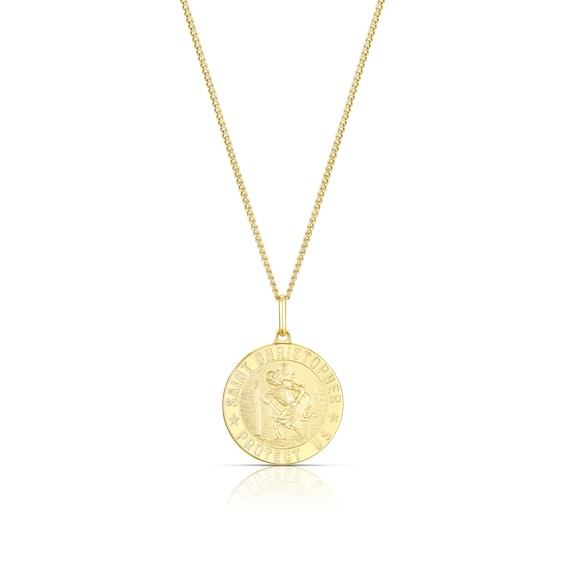 Men’s 9ct Yellow Gold St Christopher Pendant Necklace 20’’