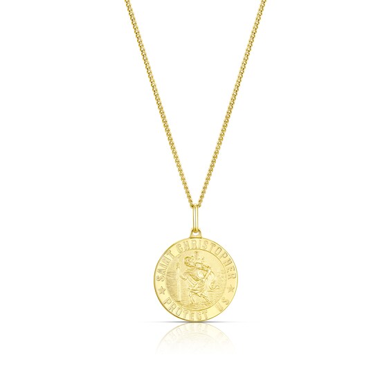 Men’s 9ct Yellow Gold St Christopher Pendant Necklace 20’’