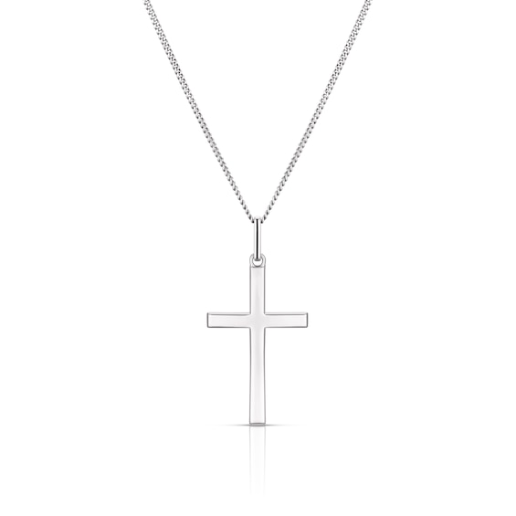 Mens Sterling Silver Cross Pendant 20 Necklace