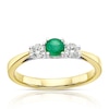 Thumbnail Image 0 of 18ct Yellow Gold Emerald 0.20ct Diamond Trilogy Ring