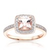 Thumbnail Image 0 of 9ct Rose Gold Morganite 0.20ct Diamond Halo Cushion Cut Ring