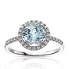 Thumbnail Image 0 of 9ct White Gold Aquamarine 0.10ct Diamond Halo Ring