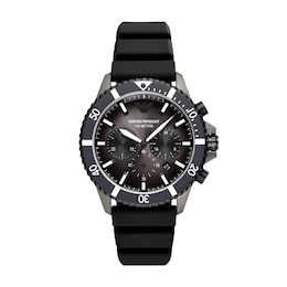 Emporio Armani Men's Black Silicone Strap Watch
