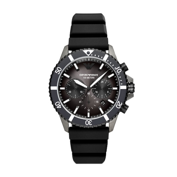 Emporio Armani Men’s Black Silicone Strap Watch
