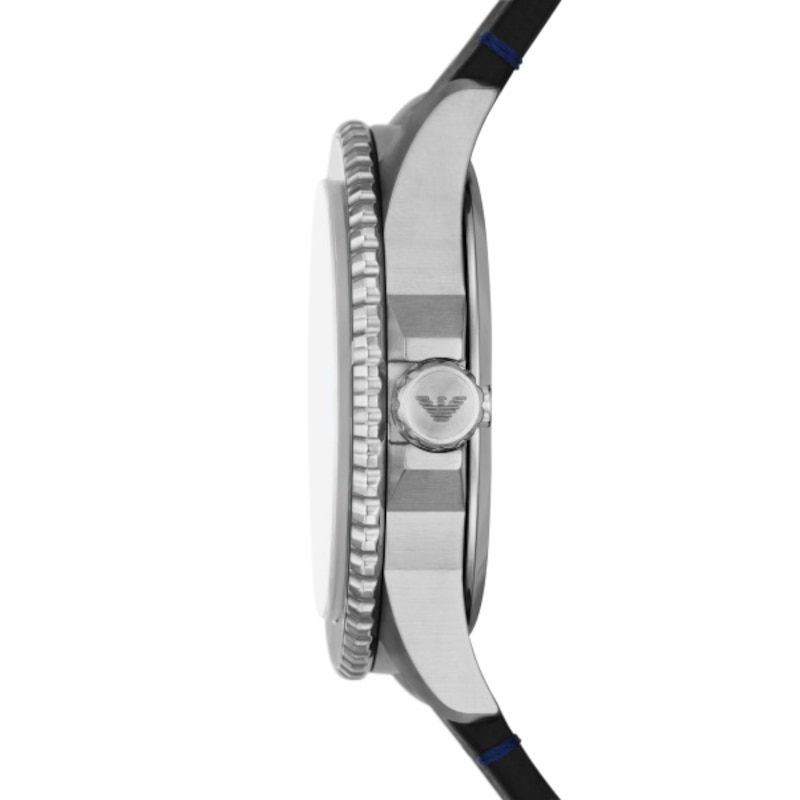 Emporio Armani Men's Blue Ombre Dial Black Leather Strap Watch