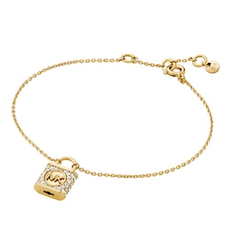 Michael Kors MK Gold-Tone Cubic Zirconia Padlock Bracelet