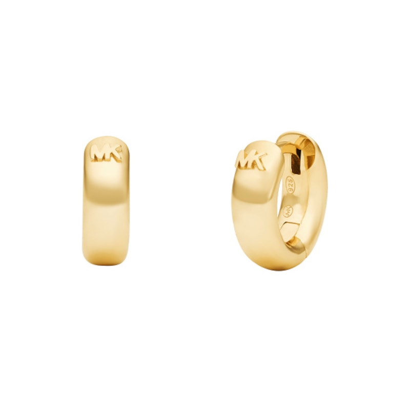 Michael Kors Gold Plated Silver MK Hoop Earrings