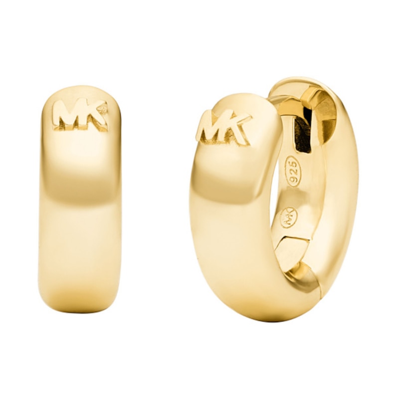 Michael Kors Gold Plated Silver MK Hoop Earrings