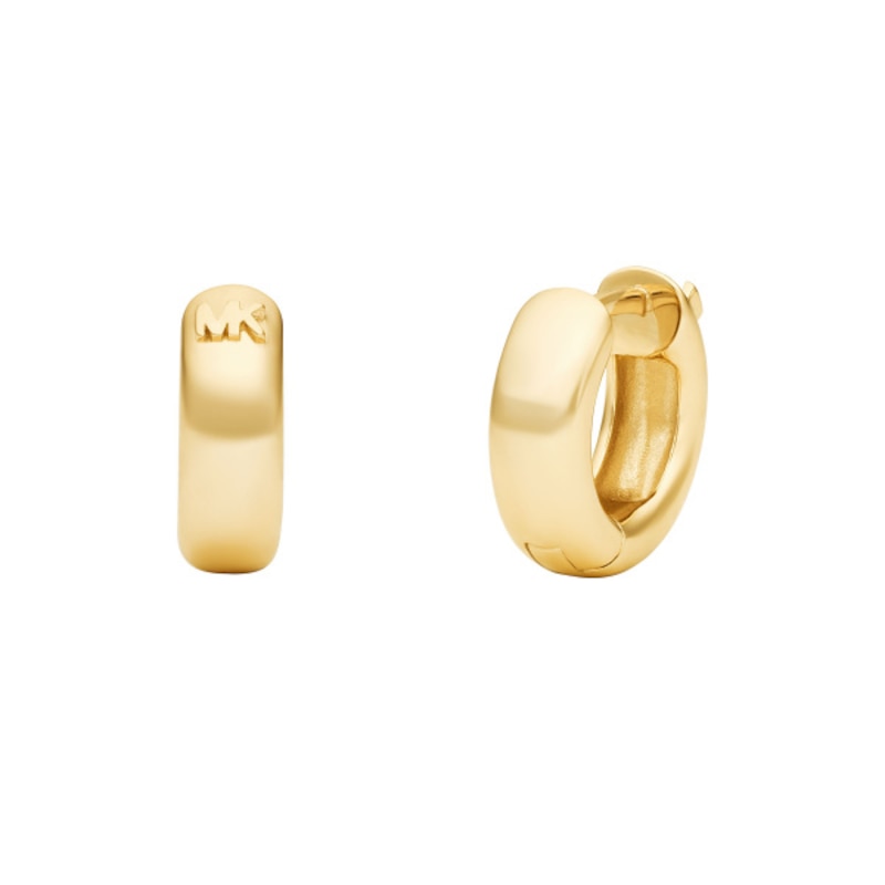 Michael Kors Gold Plated Silver MK Hoop Earrings