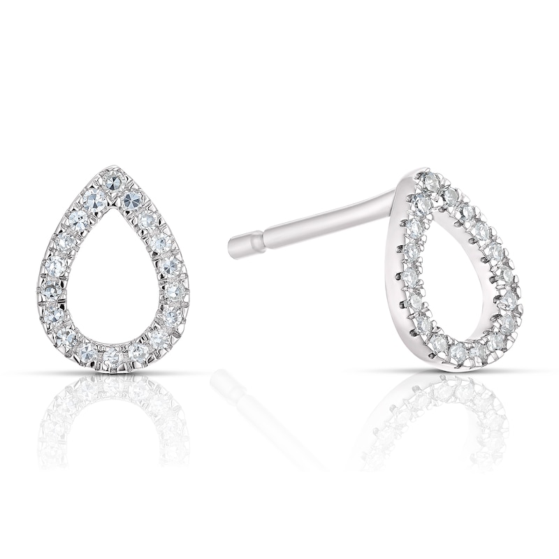9ct White Gold 0.07ct Total Diamond Pear Stud Earrings