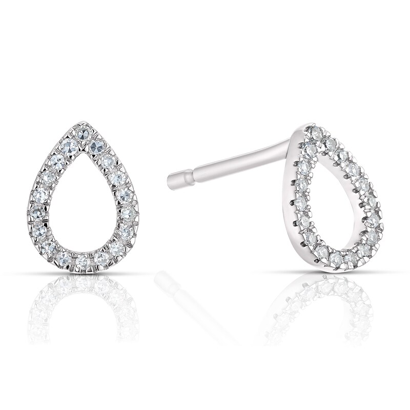 9ct White Gold 0.07ct Total Diamond Pear Stud Earrings