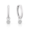 Thumbnail Image 1 of 9ct White Gold 0.03ct Diamond Disc Drop Hoop Earrings