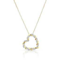 9ct Yellow Gold 0.15ct Diamond Twist Heart Pendant