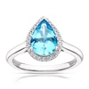 Thumbnail Image 0 of 9ct White Gold Swiss Blue Topaz 0.10ct Diamond Ring