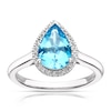 Thumbnail Image 1 of 9ct White Gold Swiss Blue Topaz 0.10ct Diamond Ring