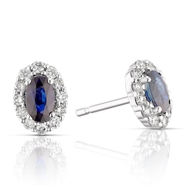 18ct White Gold Sapphire 0.25ct Diamond Cluster Earrings