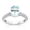 Thumbnail Image 1 of 9ct White Gold Aquamarine 0.25ct Diamond Oval Cut Ring