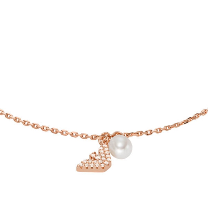 Emporio Armani Rose Gold-Tone 7 Inch Cubic Zirconia Charm Bracelet