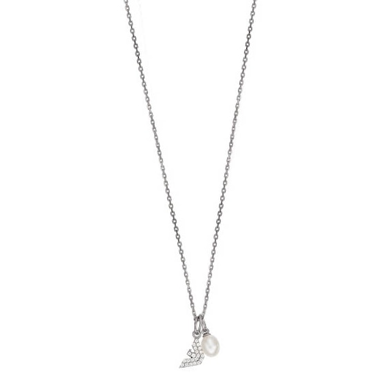 Emporio Armani Steel Cubic Zirconia and Pearl Pendant