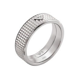 Emporio Armani Men's Stainless Steel Textured Ring Size Medium