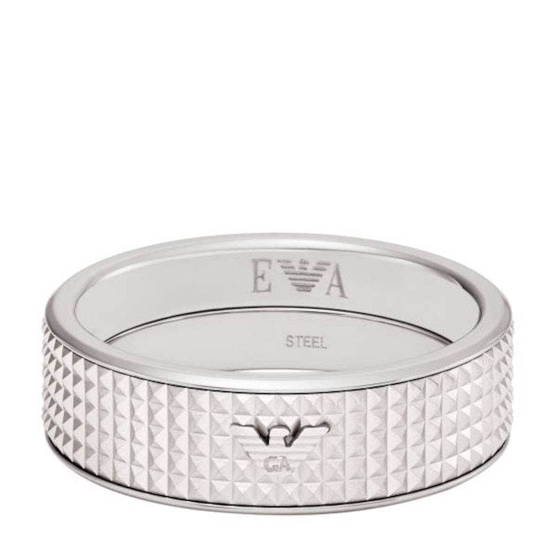 Emporio Armani Men's Stainless Steel Textured Ring Size Small