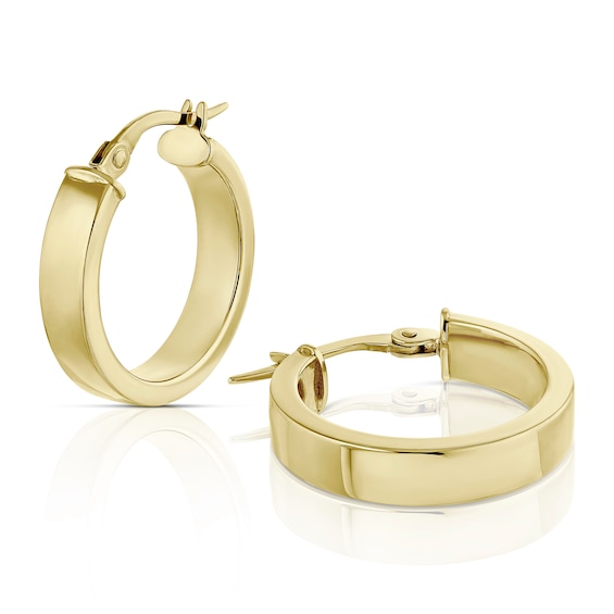 9ct Yellow Gold Flat Hoop Earrings Ernest Jones