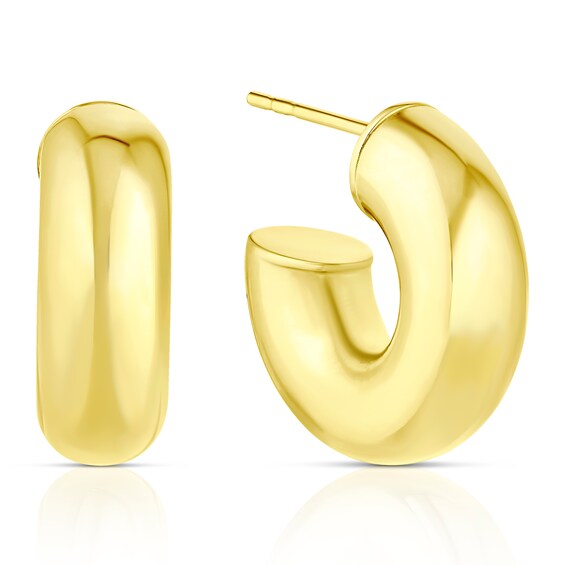 9ct Yellow Gold Chunky Half Hoop Earrings