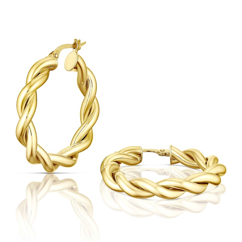 Main Image 1 of 9ct Yellow Gold Twist Hoop Earrings