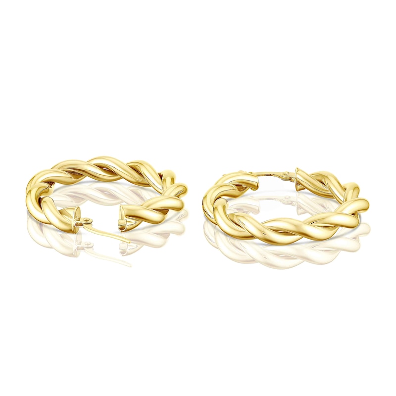 Main Image 2 of 9ct Yellow Gold Twist Hoop Earrings