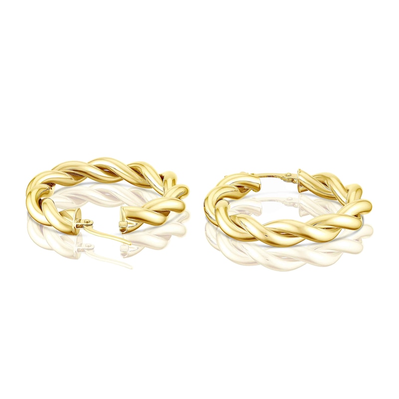 9ct Yellow Gold Twist Hoop Earrings