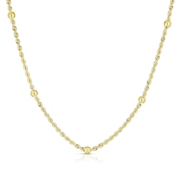 9ct Yellow Gold Bead & Rope Station Chain Necklet
