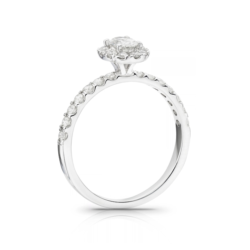 18ct White Gold 0.75ct Total Diamond Oval Halo Ring