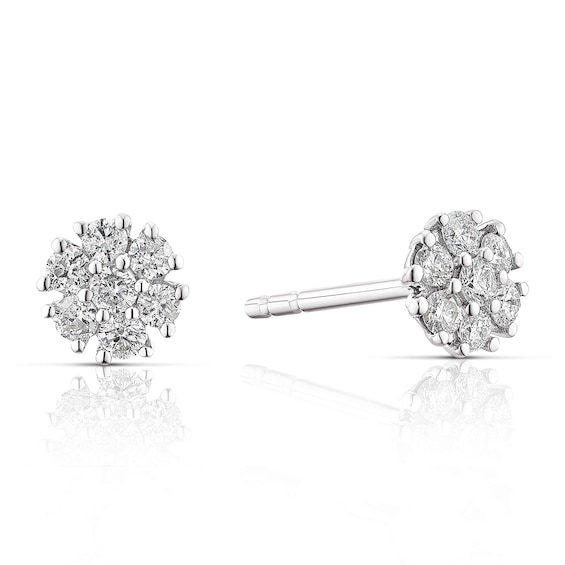 9ct White Gold 0.25ct Diamond Daisy Cluster Earrings