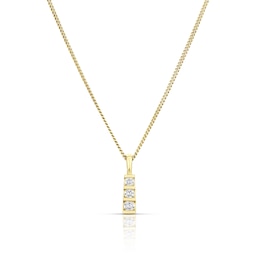 9ct Yellow Gold 0.25ct Diamond Trilogy Bar Pendant