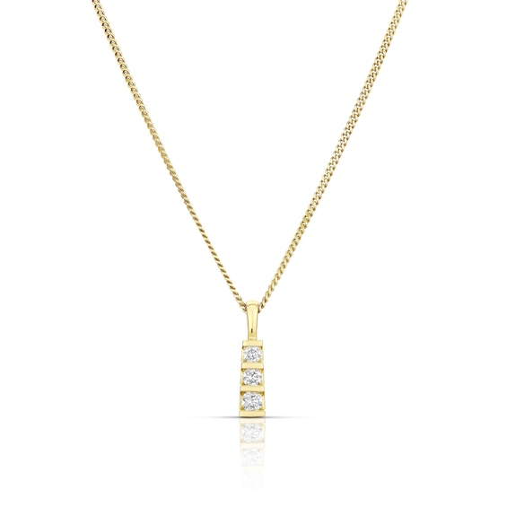 9ct Yellow Gold 0.25ct Diamond Trilogy Bar Pendant