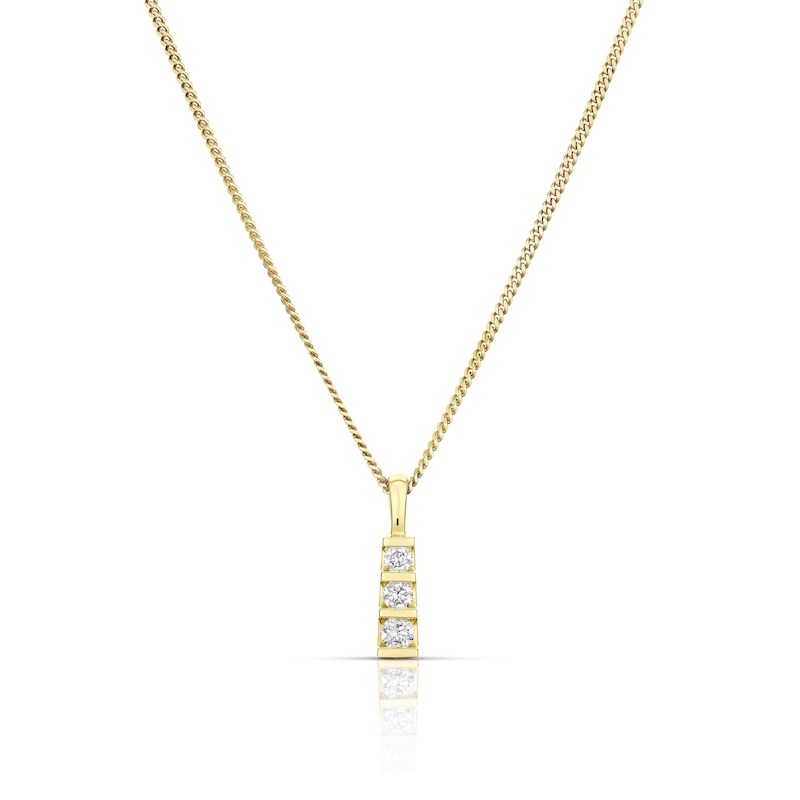 Main Image 1 of 9ct Yellow Gold 0.25ct Diamond Trilogy Bar Pendant