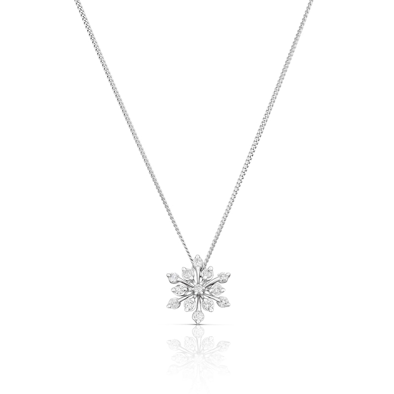 Main Image 1 of 9ct White Gold 0.15ct Diamond Starburst Pendant