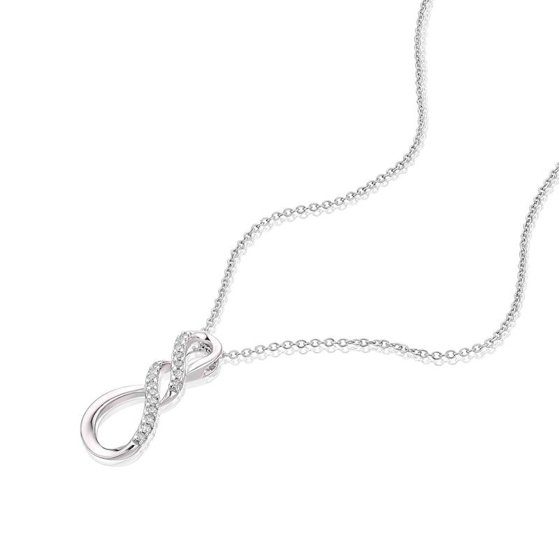 9ct White Gold 0.08ct Diamond Infinity Drop Pendant | Ernest Jones