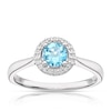Thumbnail Image 0 of 9ct White Gold Blue Topaz 0.07ct Diamond Halo Ring