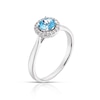 Thumbnail Image 1 of 9ct White Gold Blue Topaz 0.07ct Diamond Halo Ring