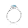 Thumbnail Image 2 of 9ct White Gold Blue Topaz 0.07ct Diamond Halo Ring