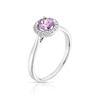 Thumbnail Image 1 of 9ct White Gold Amethyst 0.07ct Diamond Halo Ring