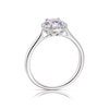 Thumbnail Image 2 of 9ct White Gold Amethyst 0.07ct Diamond Halo Ring